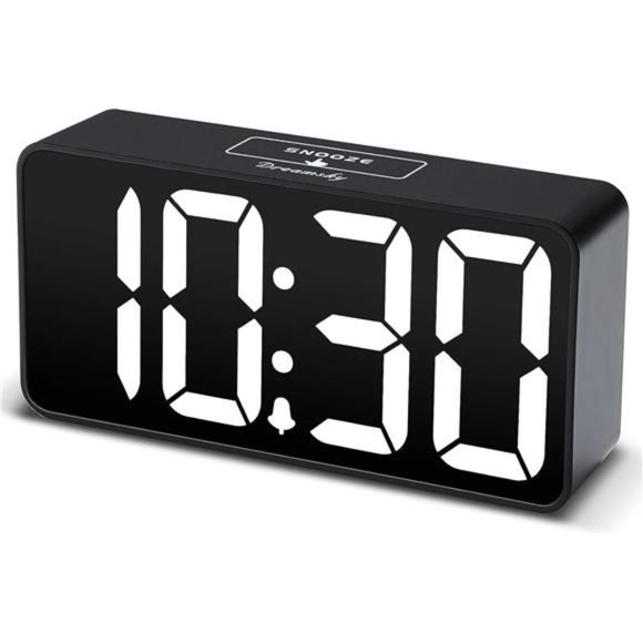 Compact Digital Alarm Clock w/ USB Charging Port 0-100% Brightness Dimmer Large - Picture 1 of 5